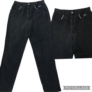 Rockies Vintage Western High Waist Bareback Black Jeans Size 17/18 (34) TALL 36”